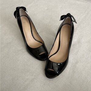 Enzo Angiolini Black Patent Peep-Toe Heels